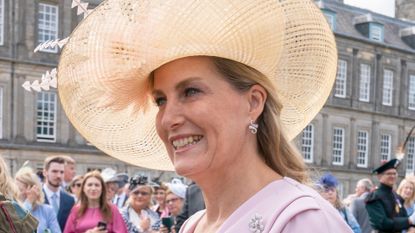 Sophie, Countess of Wessex, known as the Countess of Forfar while in Scotland during a garden party at the Palace of Holyroodhouse in Edinburgh, Scotland on June 29, 2022. The party is part of The Queen's traditional trip to Scotland for Holyrood Week. 