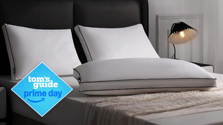 Downstoria feather and down pillow on bed