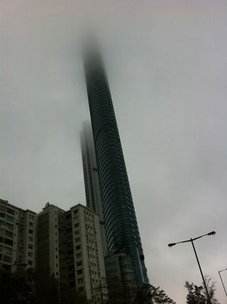 Tall building is in humidity