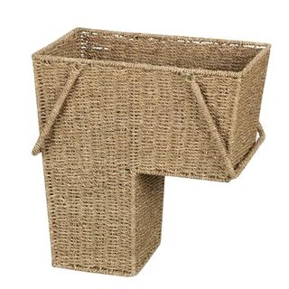 Seagrass Wicker Stair Step Basket With Handle 