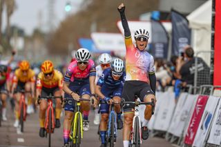 Marta Bastianelli (UAE Team ADQ) celebrates winning the Vuelta CV Feminas