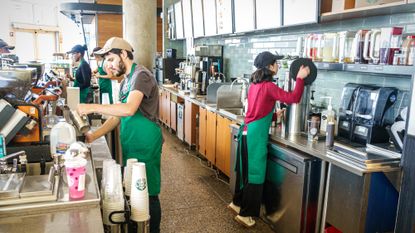 Starbucks baristas work at Miami Beach location