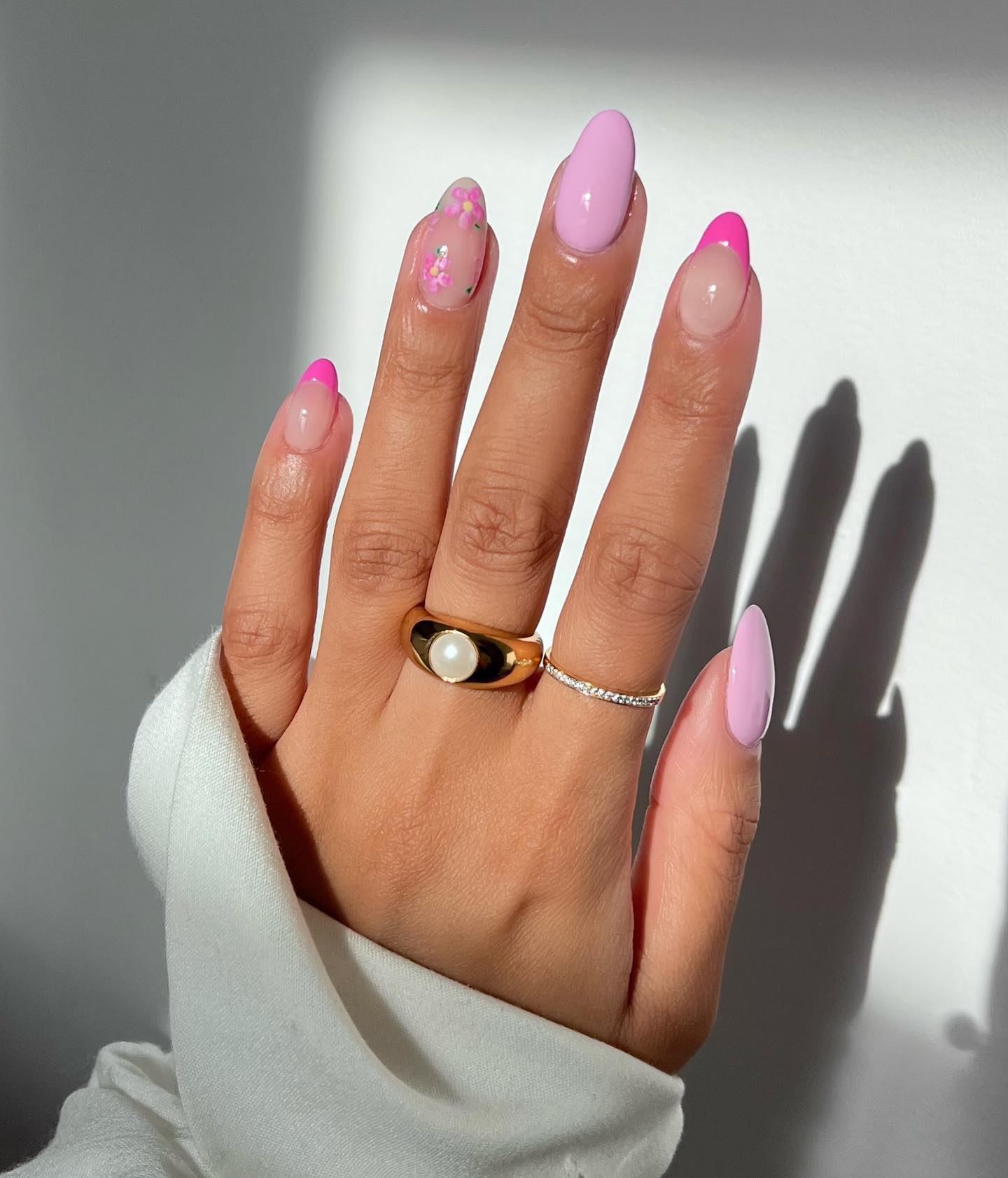 A ditsy floral manicure with french tips by Iram Shelton