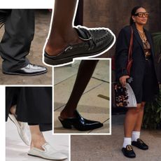 the spring 2026 backless loafer trend on Spring 2026 runways at Ferragamo, Bottega Veneta, Victoria Beckham, Tod's and fashion week street style