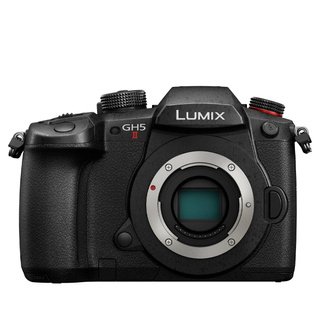 Panasonic Lumix GH5 II mirrorless camera on a white background