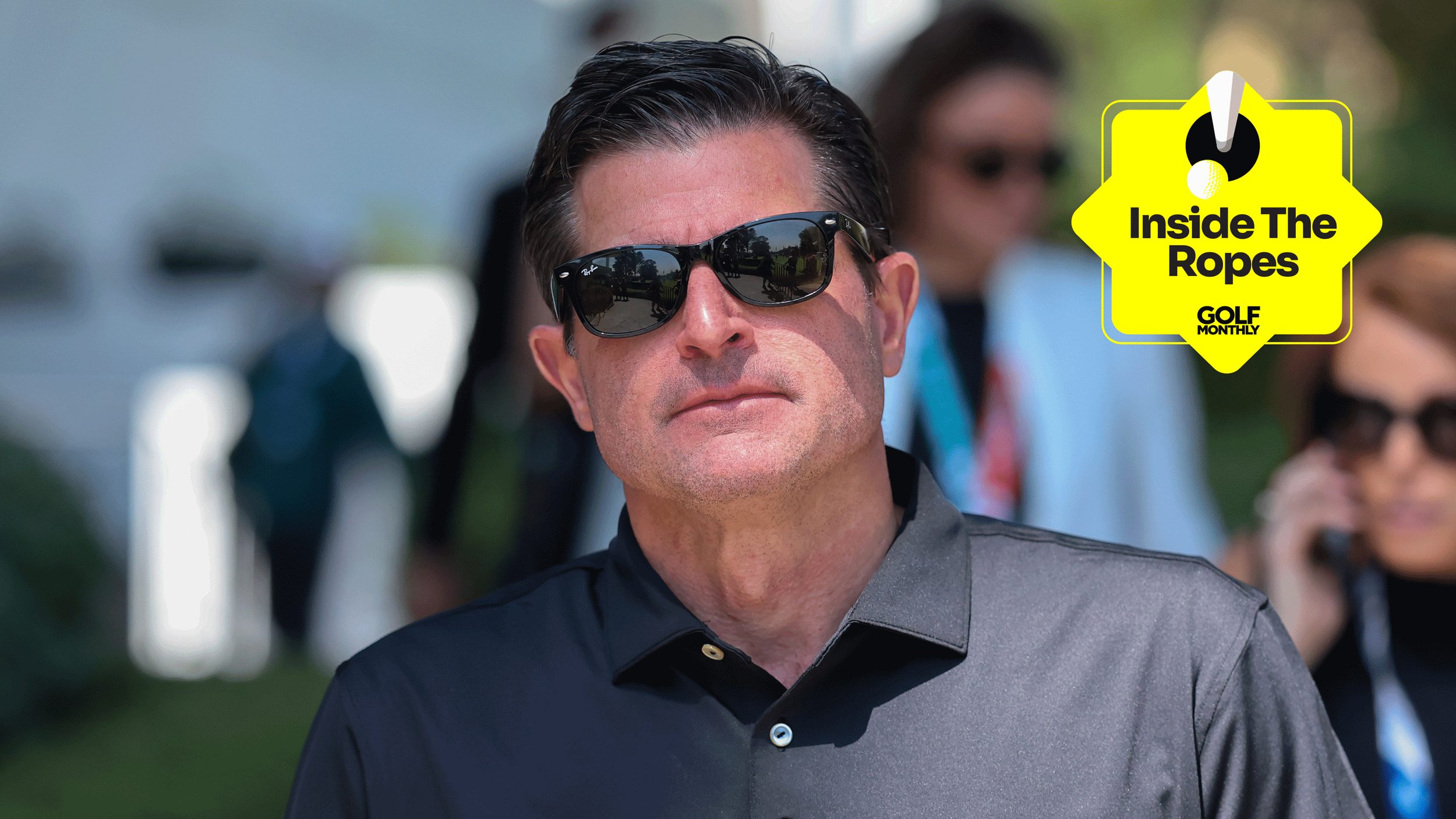 A headshot of Scott O'Neil wearing sunglasses at LIV Golf Mexico City in 2026 with the Inside The Ropes sticker in the top-right corner