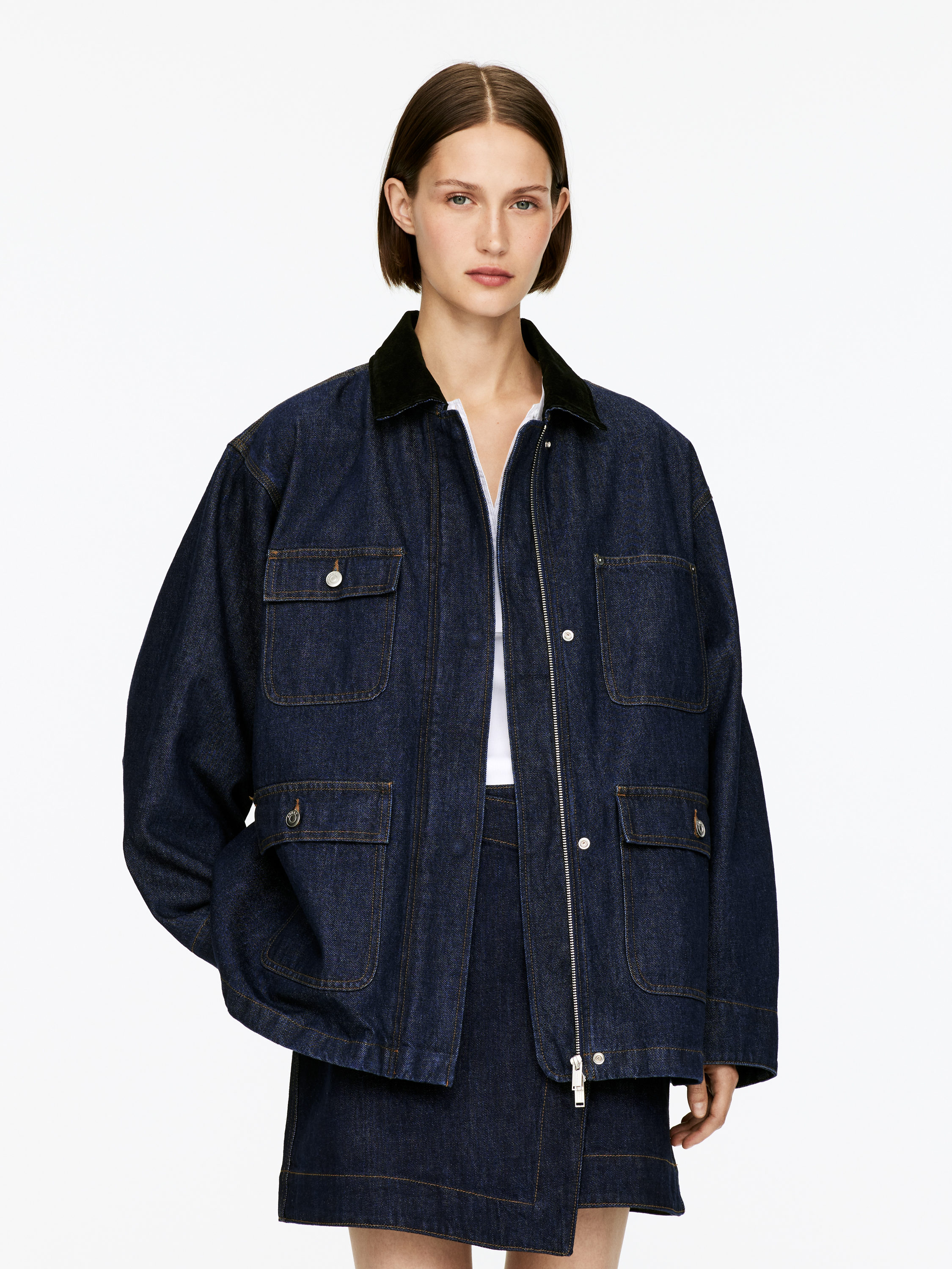 Oversized Denim Jacket – Dark Blue – Women – Arket Gb