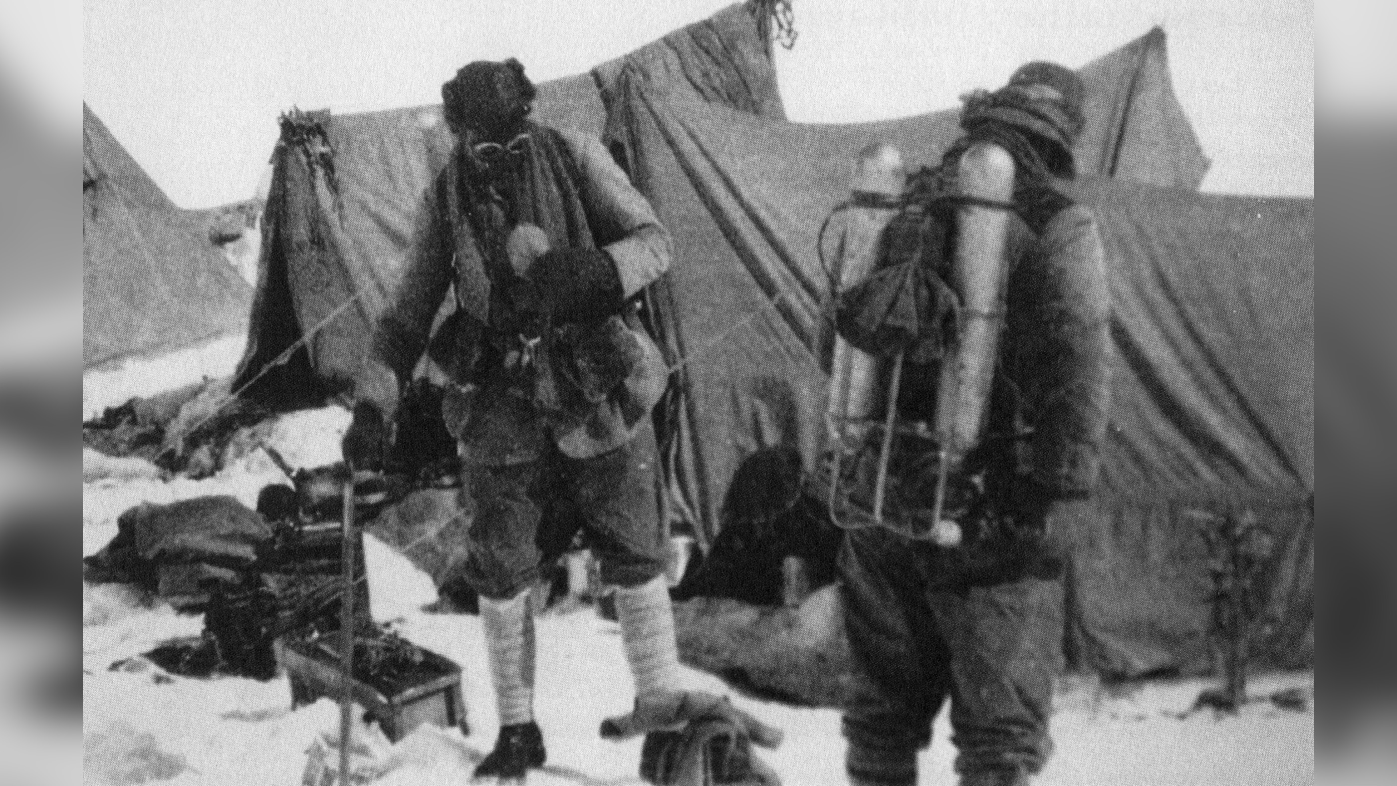 George Mallory (left) with Andrew Irvine in the last known photo of them on their fatal Everest climb in June 1924.