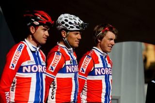 Alexander Kristoff and Edvald Boasson Hagen were pillars of strength for Thor Hushovd (centre) on the Norwegian team.