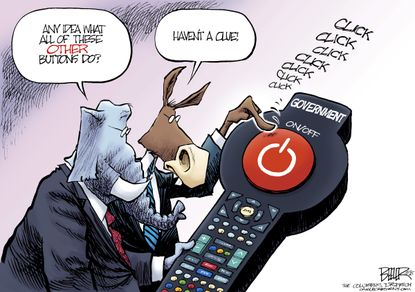 Political cartoon U.S. government shutdown bipartisan Congress incompetency