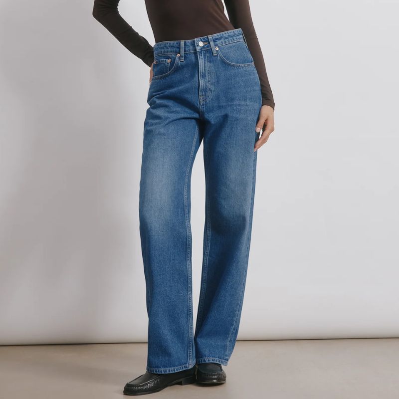 Straight Leg Jean on model 