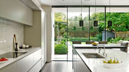 kitchen with contemporary feel and glazing by brayer design