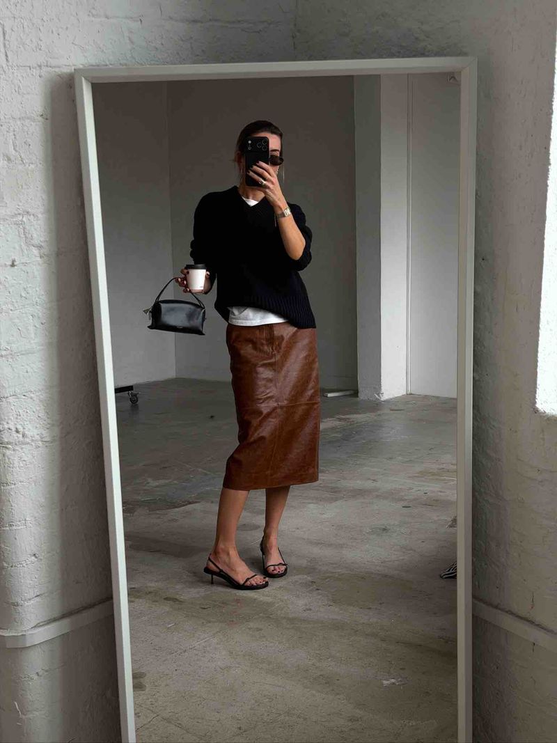 Hannah wearing the Zara skirt