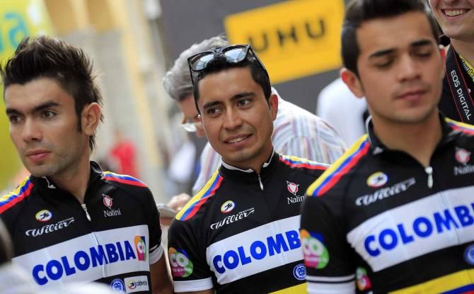 The Colombian riders seem excited to be riding a WorldTour race