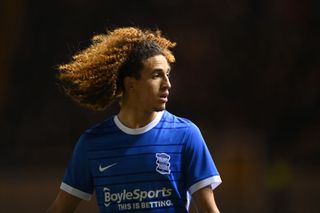 Hannibal Mejbri of Birmingham City looks on during the Emirates FA Cup Fourth Round match between Birmingham City and Blackburn Rovers at St Andrew's Trillion Trophy Stadium on January 31, 2023 in Birmingham, England.