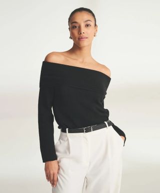 Naadam Lightweight Cashmere Off The Shoulder Top