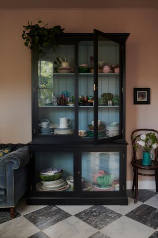 Black-framed glass cupboard