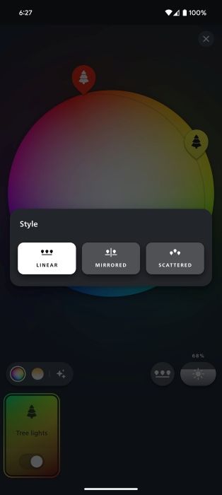 Philips Hue app screenshots of Philips Hue Festavia String Lights