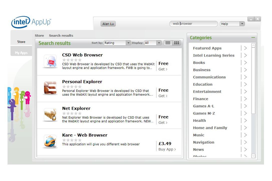 Search results in Intel AppUp