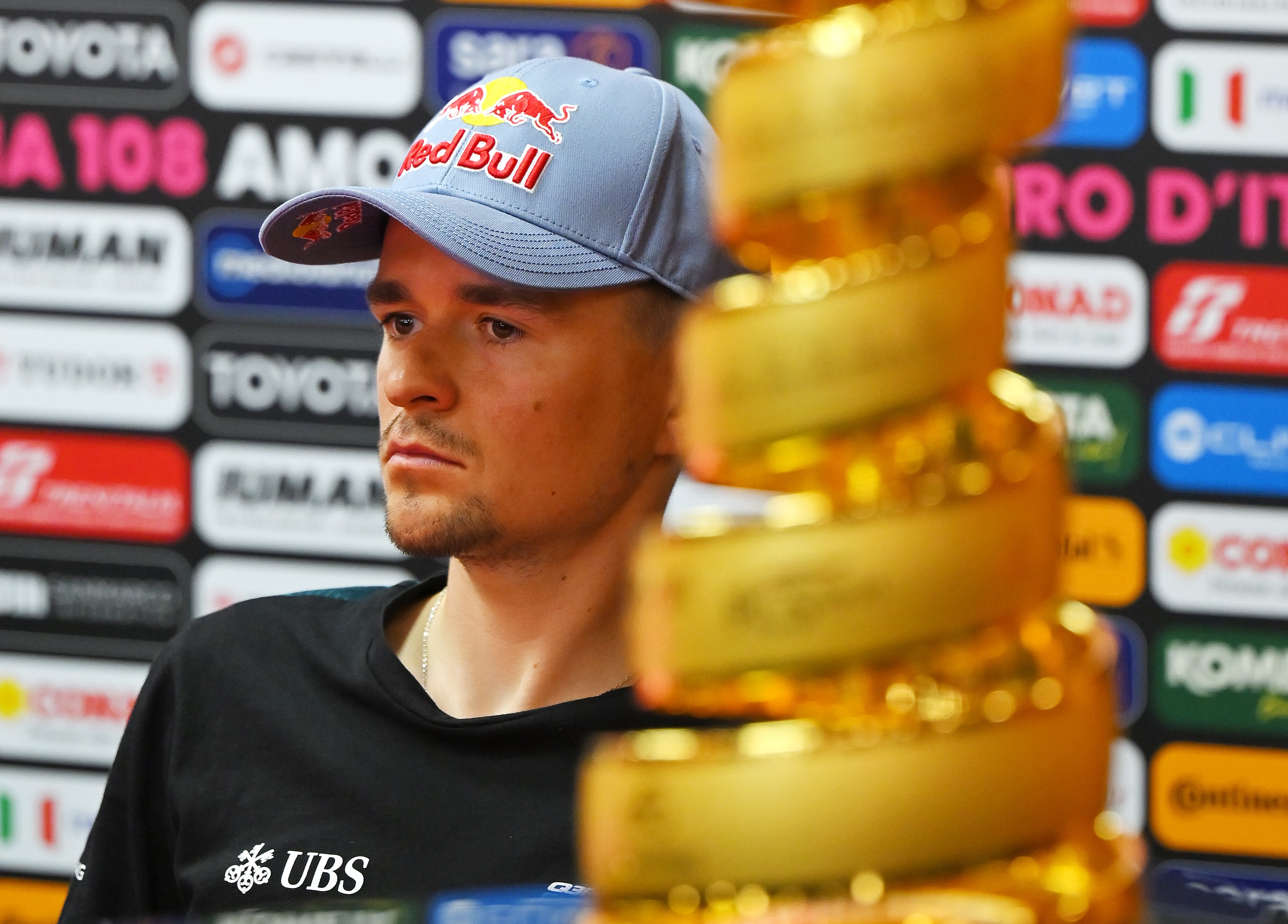 TIRANA, ALBANIA - MAY 08: Thomas Pidcock of Great Britain and Team Q36.5 Pro Cycling during the 108th Giro d&#039;Italia 2025 - Top Riders Press Conference / #UCIWT / on May 08, 2025 in Tirana, Albania. (Photo by Tim de Waele/Getty Images)