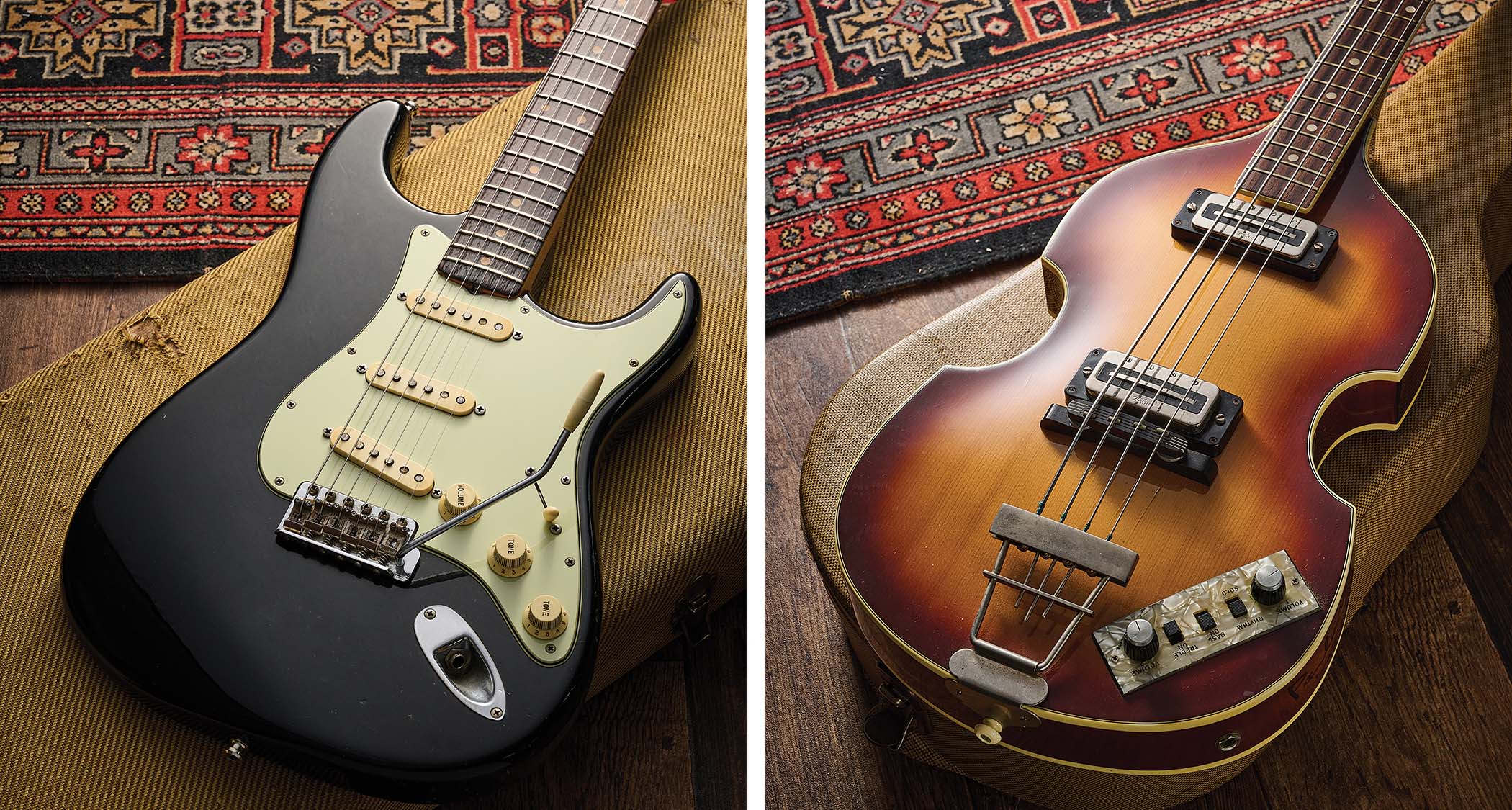 1963 Fender Stratocaster and '70s H&ouml;fner 500/1 Violin Bass