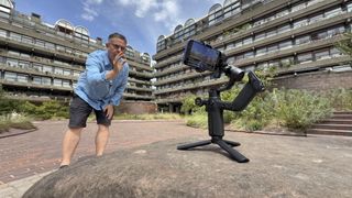 Man taking selfie with the FeiyuTech Scorp Mini 3 Pro Kit