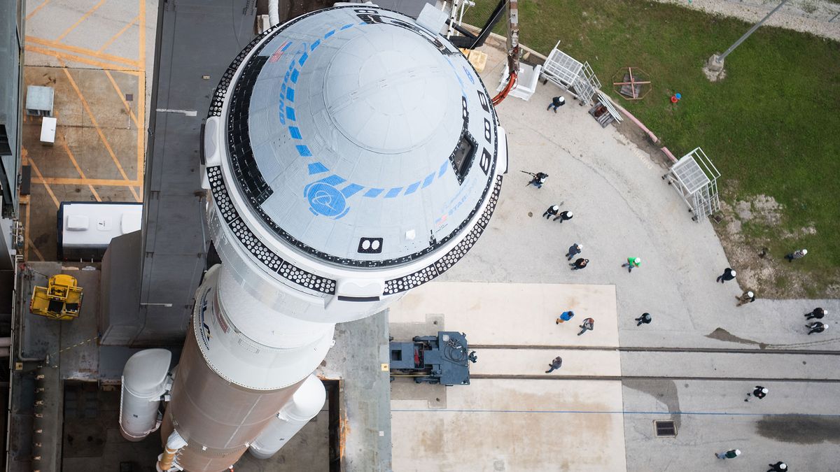 A United Launch Alliance Atlas V rocket with Boeing&rsquo;s CST-100 Starliner spacecraft onboard is seen as it is rollout out of the Vertical Integration Facility to the launch pad at Space Launch Complex 41 ahead of the Orbital Flight Test mission, Wednesday, Dec. 18, 2019 at Cape Canaveral Air Force Station in Florida.