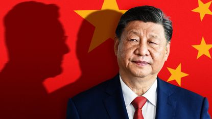 Illustration of Xi Jinping and the shadow of Keir Starmer whispering in his ear