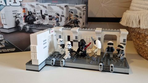 Lego Boarding the Tantive IV set in front of the box, on a white surface