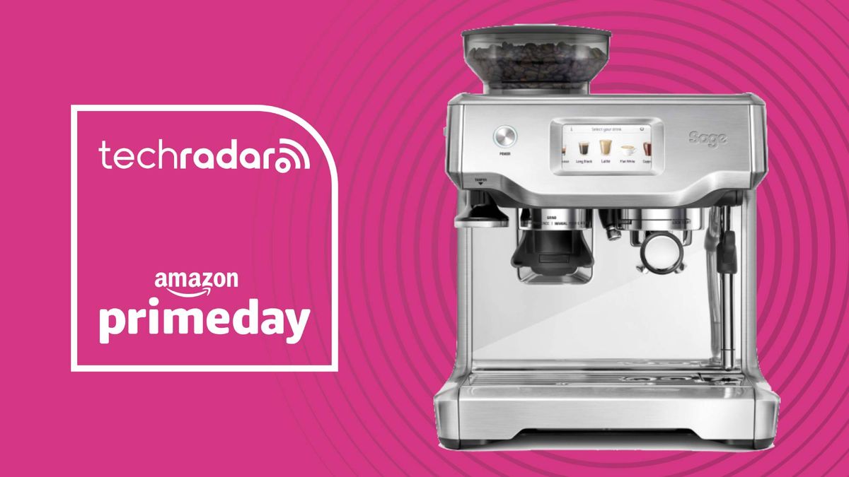 Breville Barista Touch coffee machine next to Prime Day deals logo