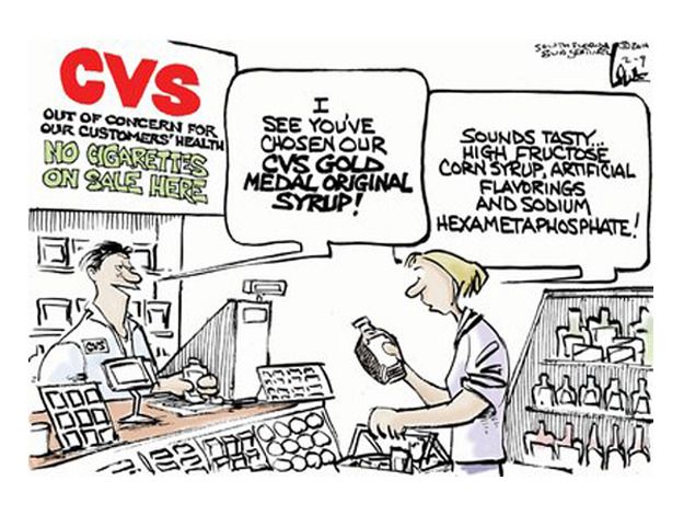 Editorial cartoon CVS cigarettes