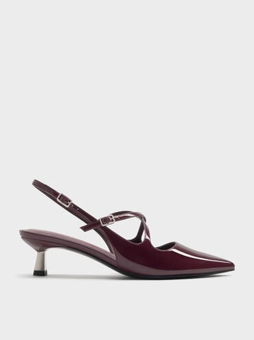 Pauline Patent Crossover Slingback Kitten Heels