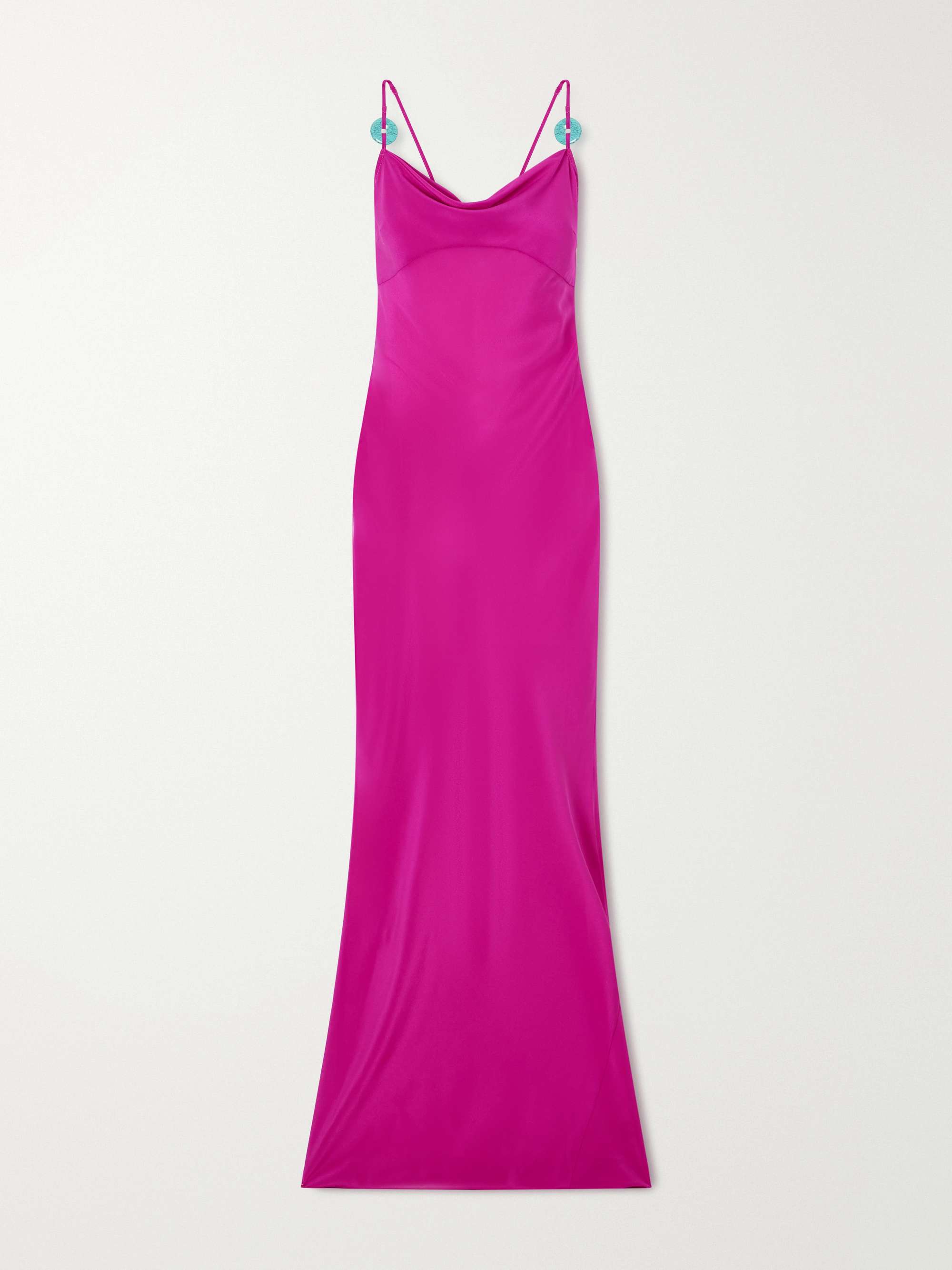 Palm Turquoise-Embellished Silk-Chiffon Maxi Dress