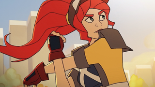 Nina, a Jetrunner, warms up before her next run.