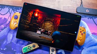 Galaxy Tab S10 Ultra playing The Legend of Zelda: Echoes of Wisdom via Sudachi with the GameSir G8 Plus