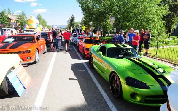 The Firecracker 50 race and July 4th parade staged at the same time.