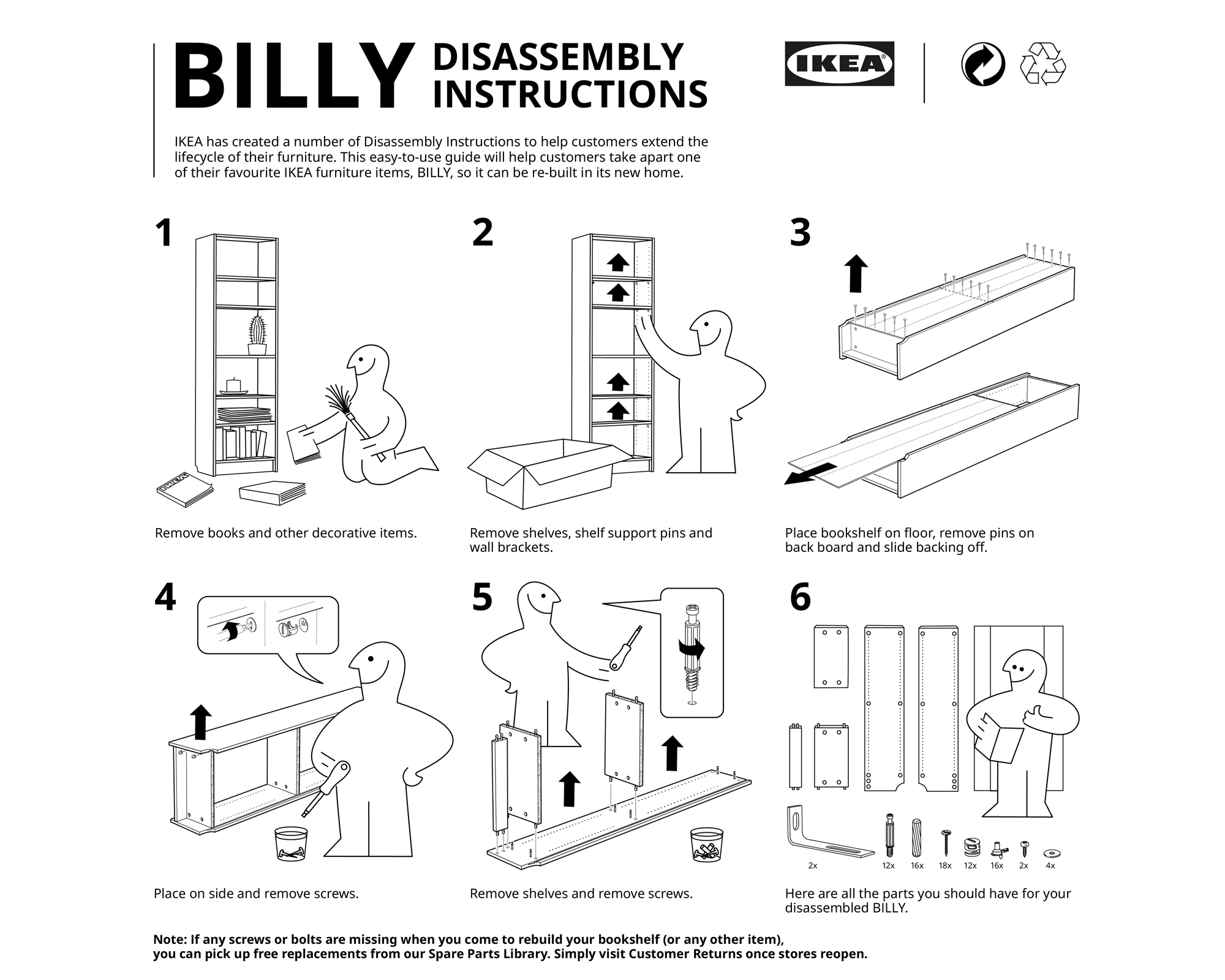 ikea billy bookcase disassembly instructions