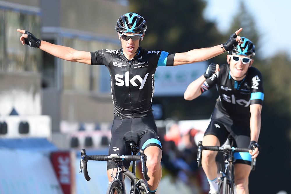 Richie Porte finishes ahead of teammate Geraint Thomas.