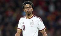 Spain forward Lamine Yamal against Serbia in March 2026