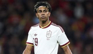 Spain forward Lamine Yamal against Serbia in March 2026