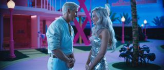 Ken (Ryan Gosling) and Barbie (Margot Robbie) outside the dream house in Barbie