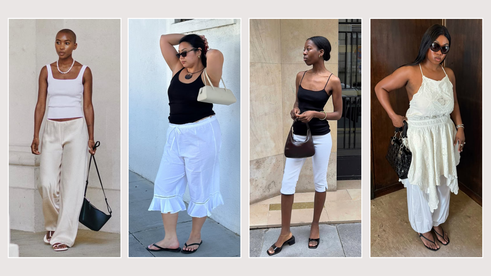 Four ways to wear summer outfits with white trousers