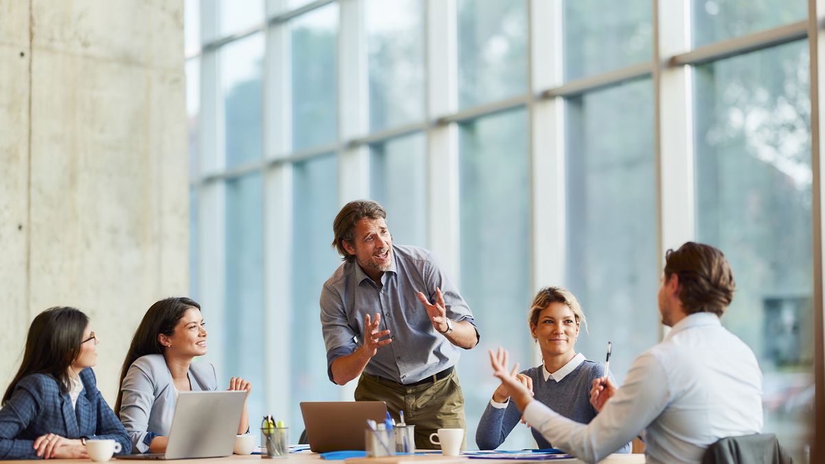 C-suite executives arguing over generative AI adoption strategies in an office boardroom.