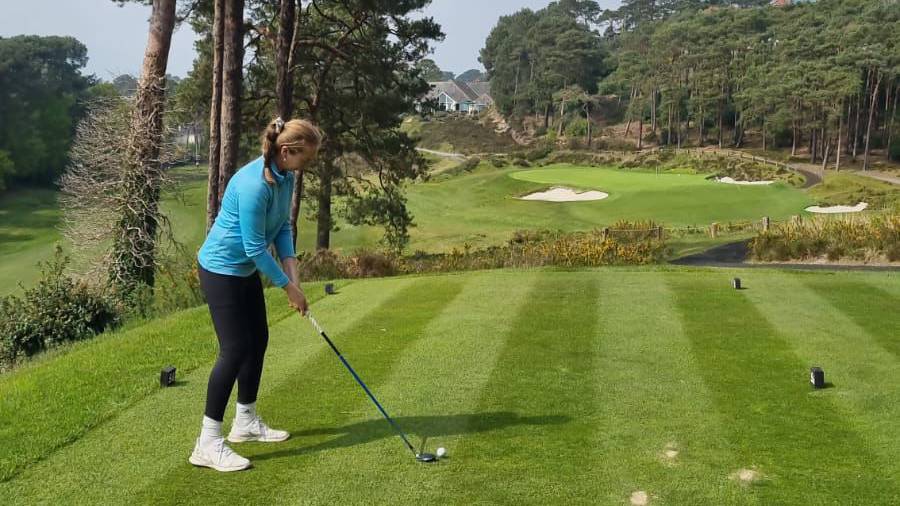 Becky Gee on the tee