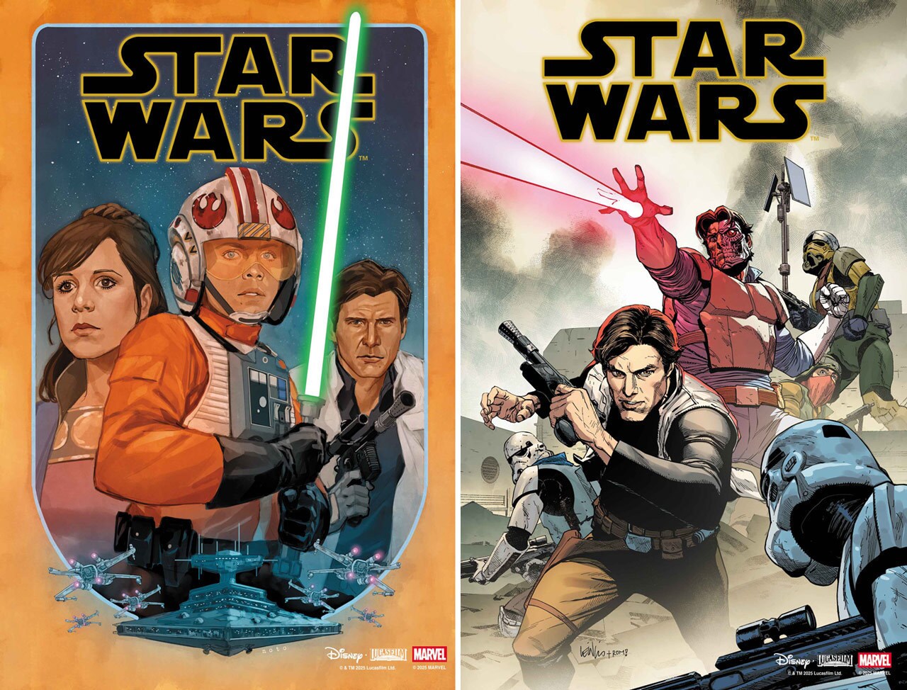 Side by side images of the two variant covers for Marvel's Star Wars Issue 1.