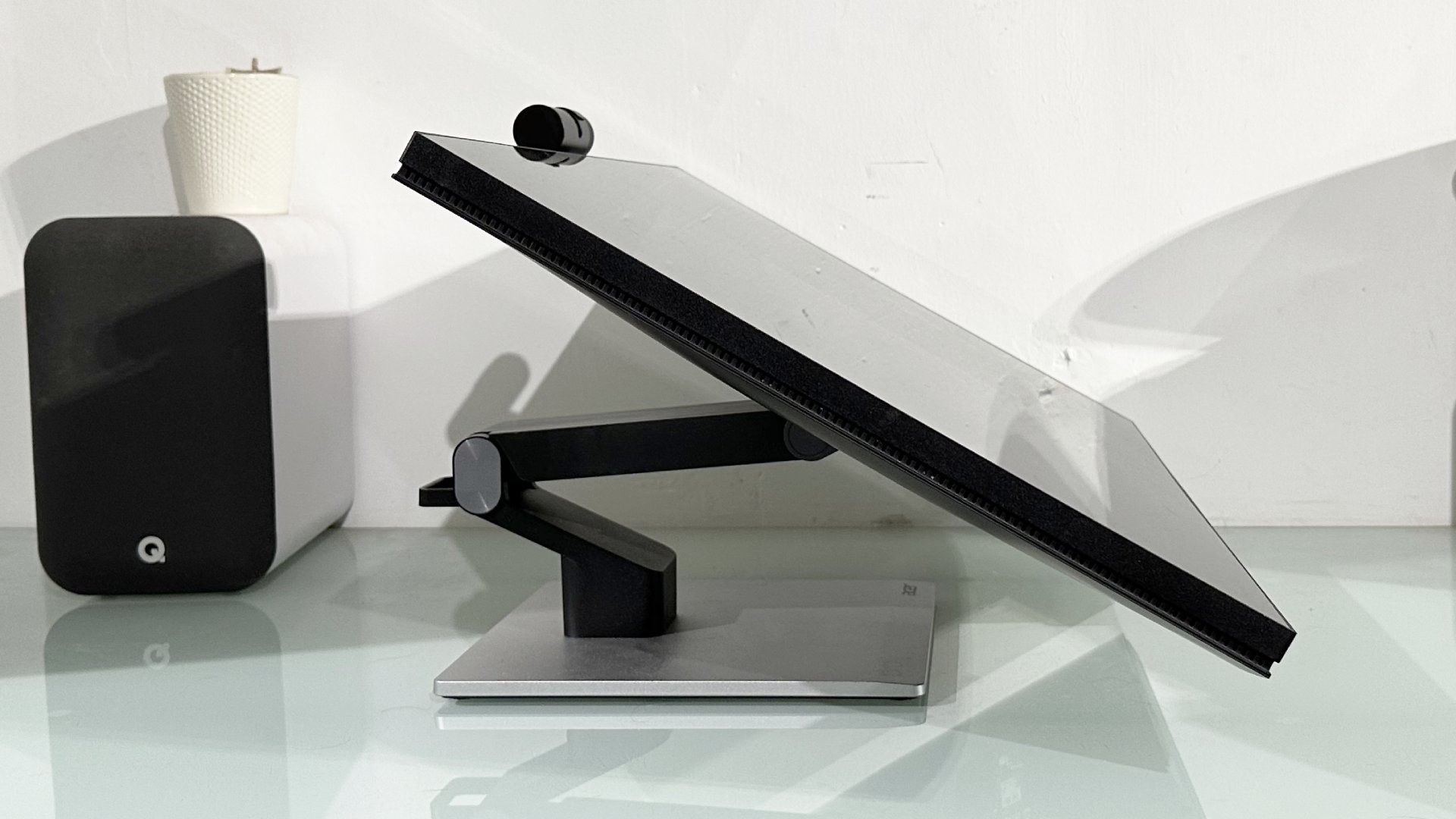 The Acer ProCreator PE320QXT on a desk in a home office during our testing process