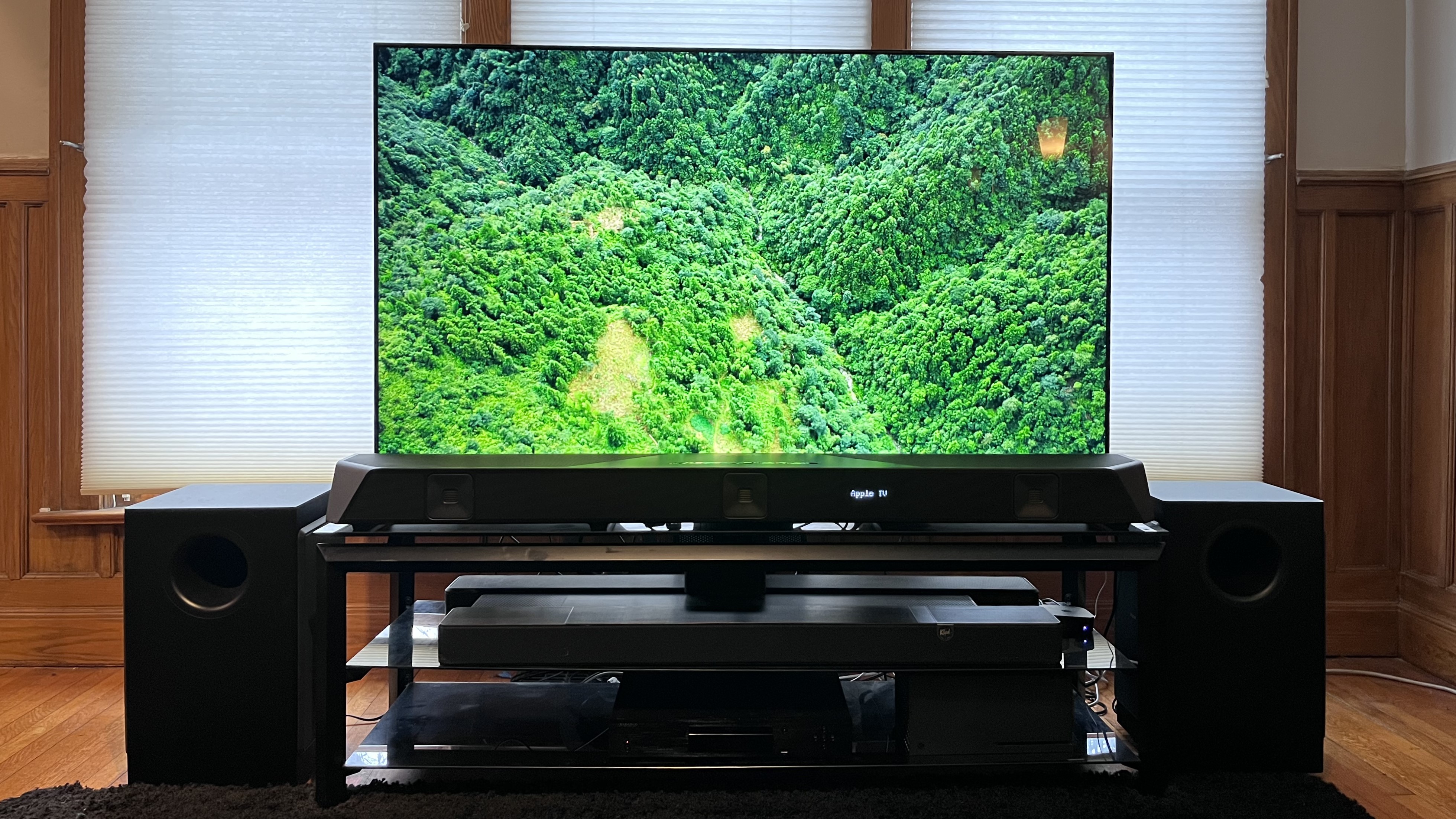 Nakamichi Dragon system with TV showing green landscape