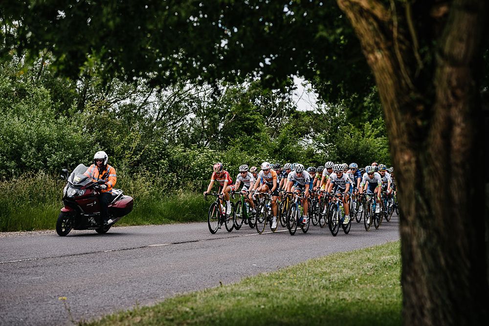 The peloton during stage 1 at the Women's Tour