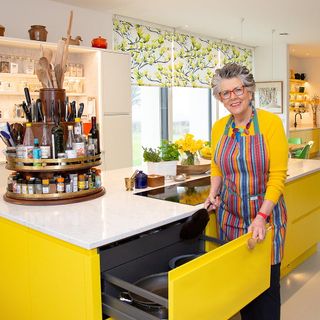 yellow modular kitchen deign