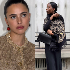 A collage of 2026 micro trends, including mismatched earrings and ornate scarves. 